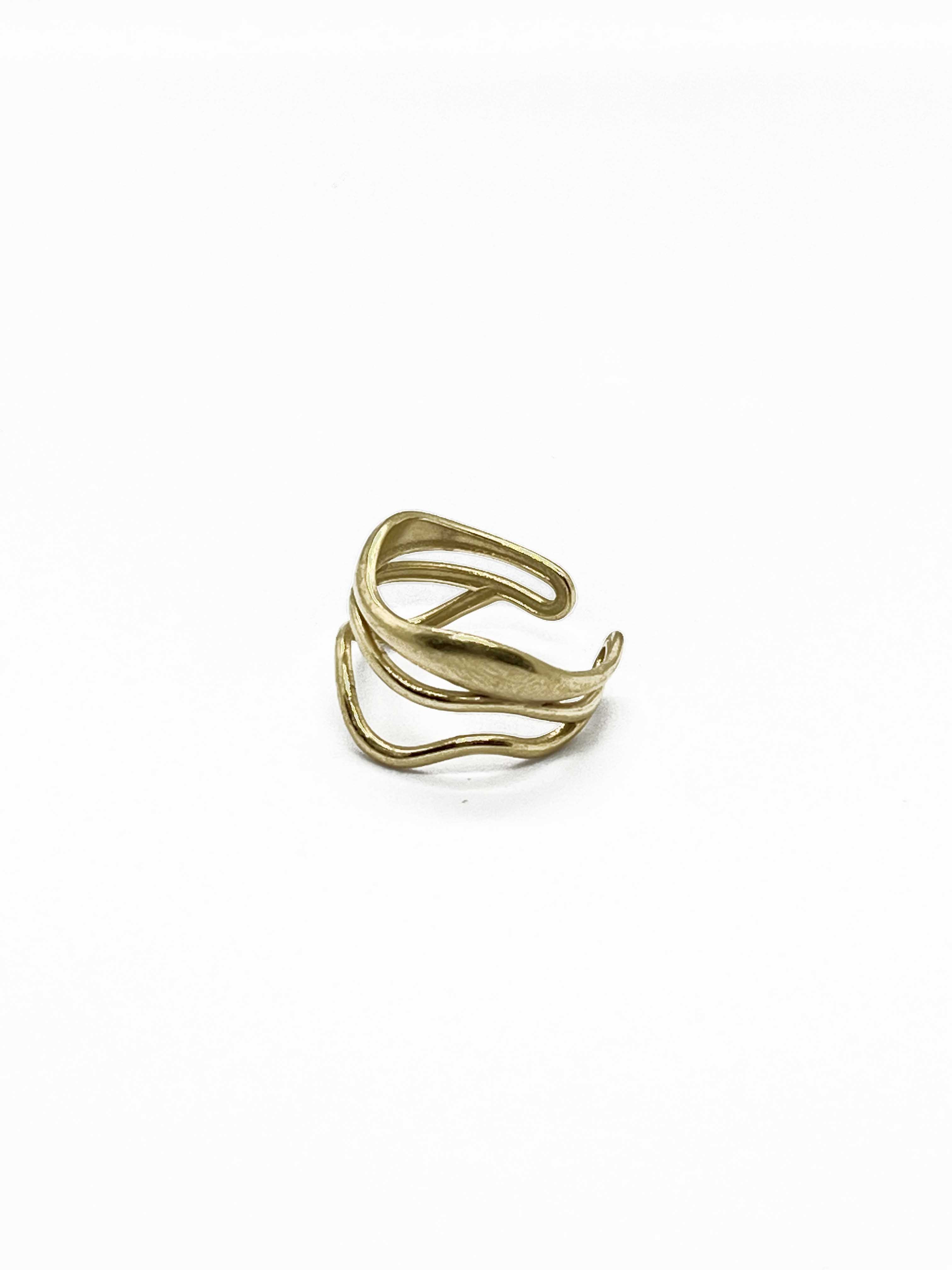 Chic Adjustable Wave Ring – Gold Plated - View 3
