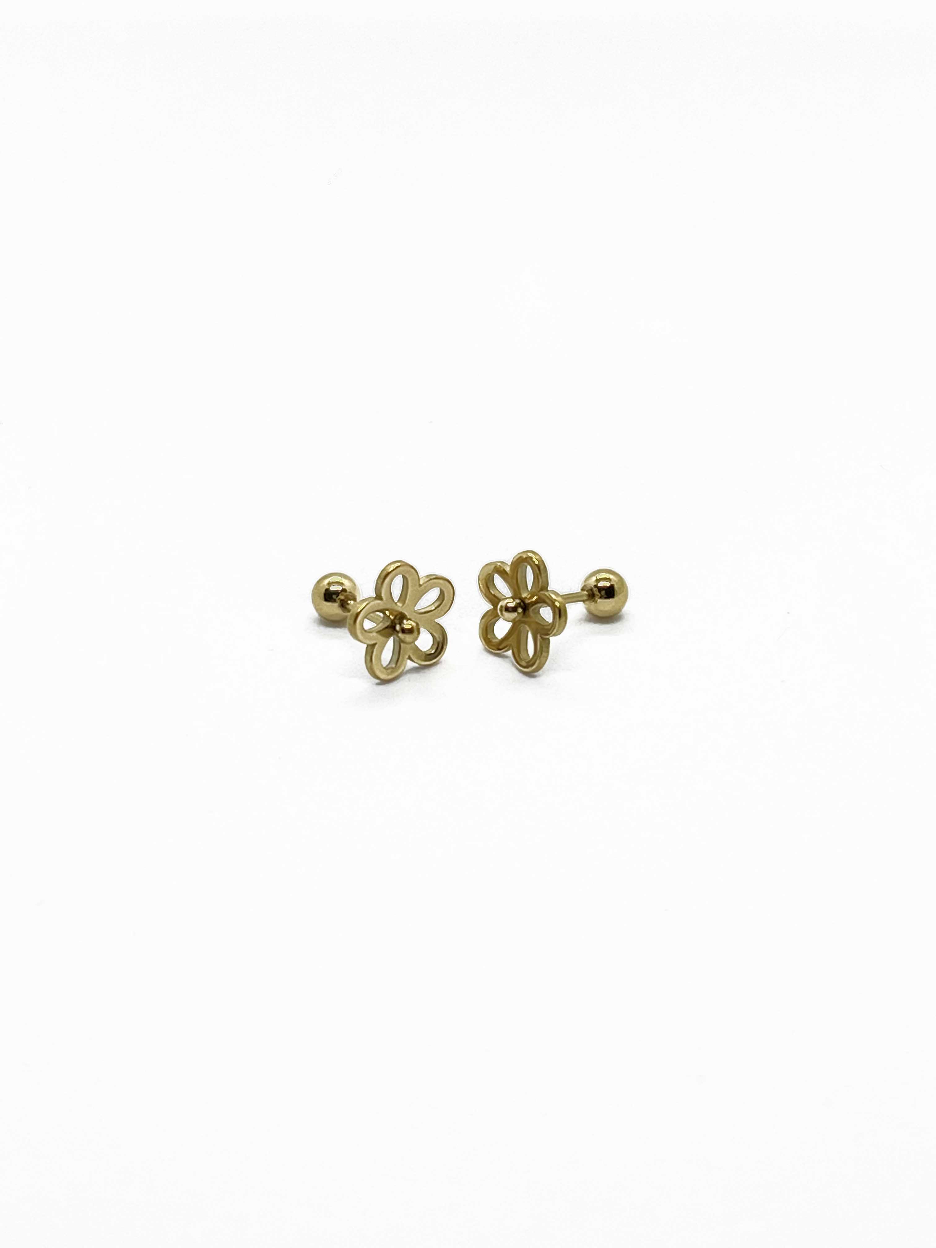 Sweet Floral Stud Earrings – 18K Gold Plated Stainless Steel - View 3