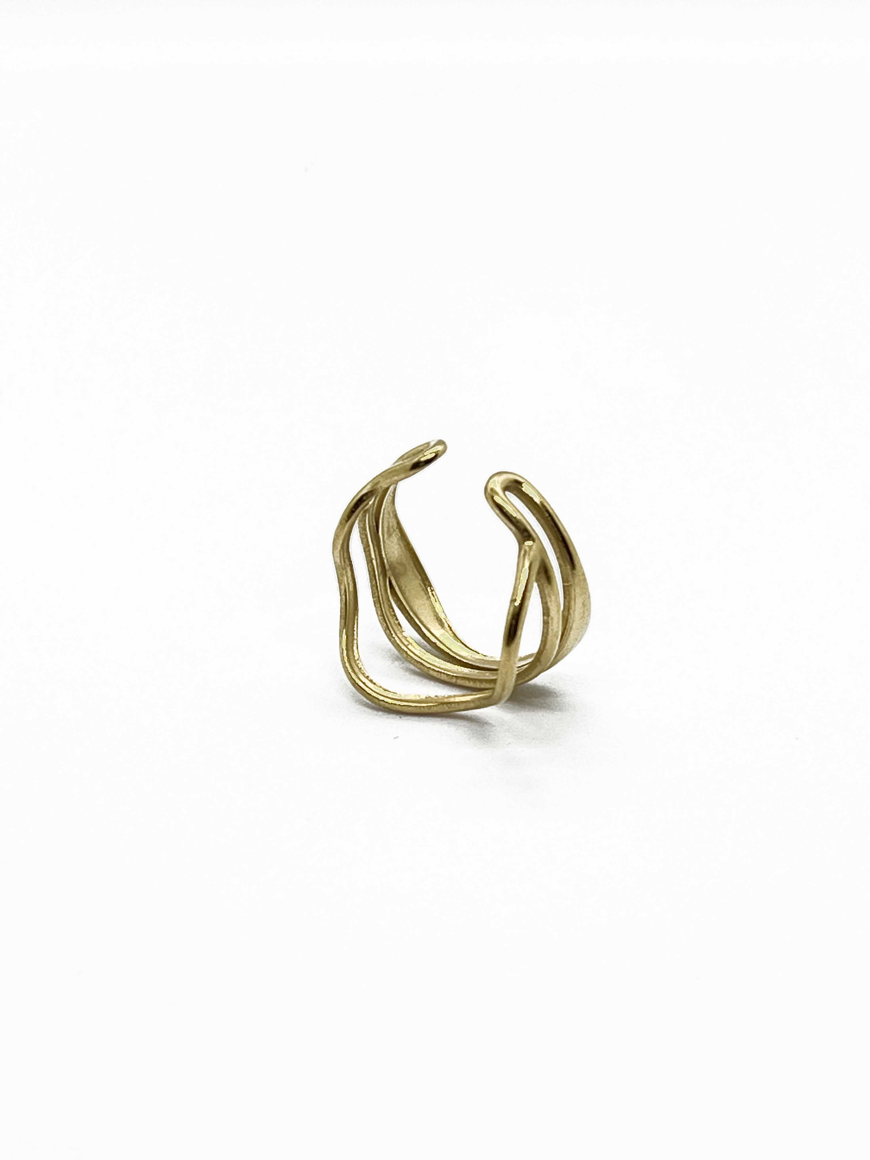 Chic Adjustable Wave Ring – Gold Plated