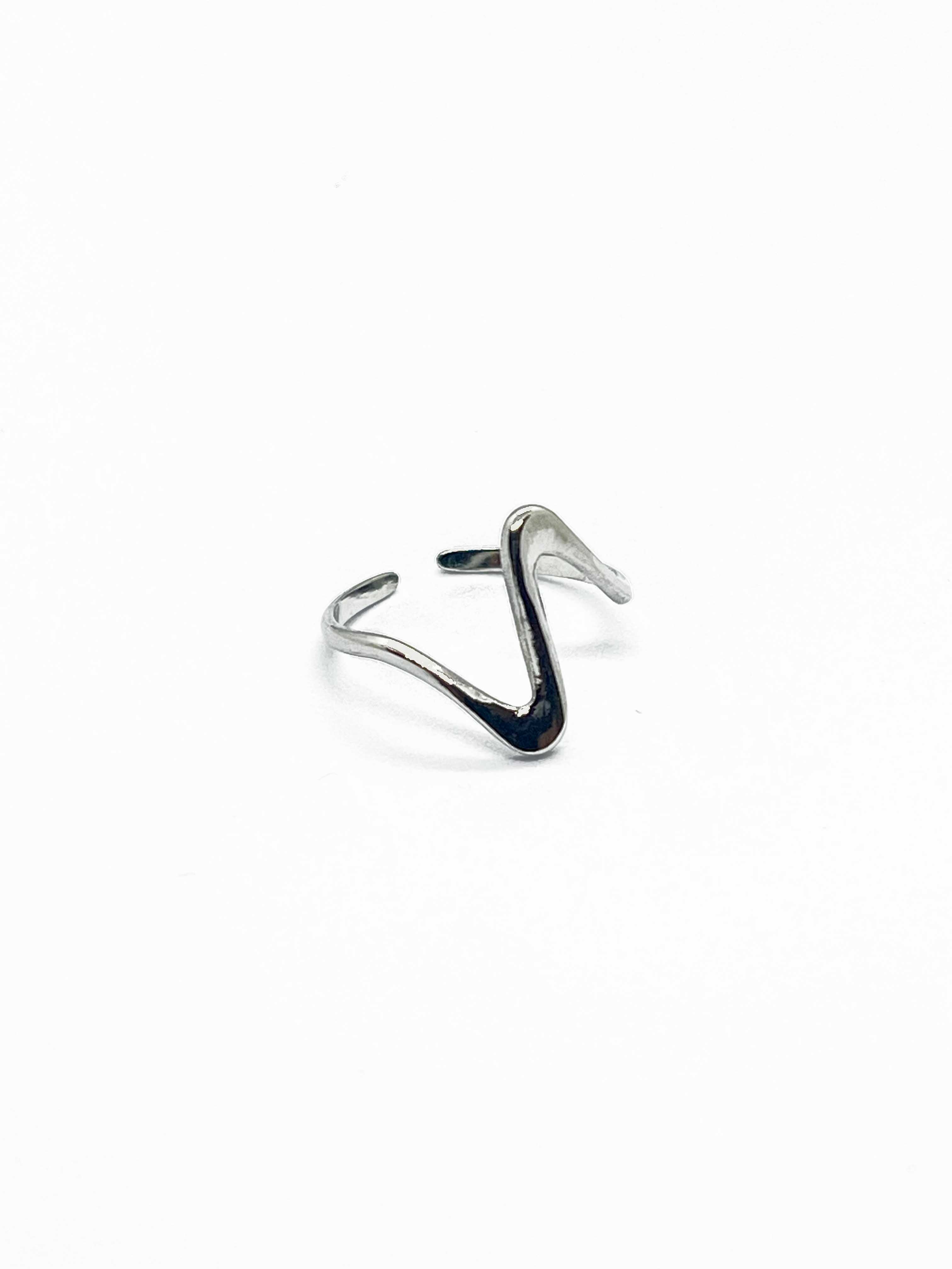 Silver Plated Wave Adjustable Ring